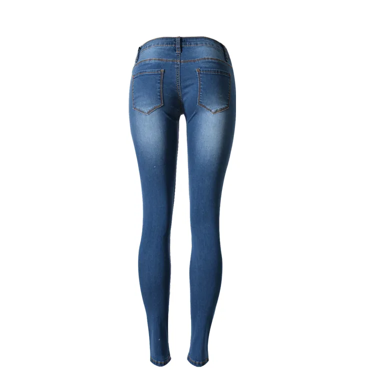 Holes Ripped Straight Slim Beggar High Waist Jeans