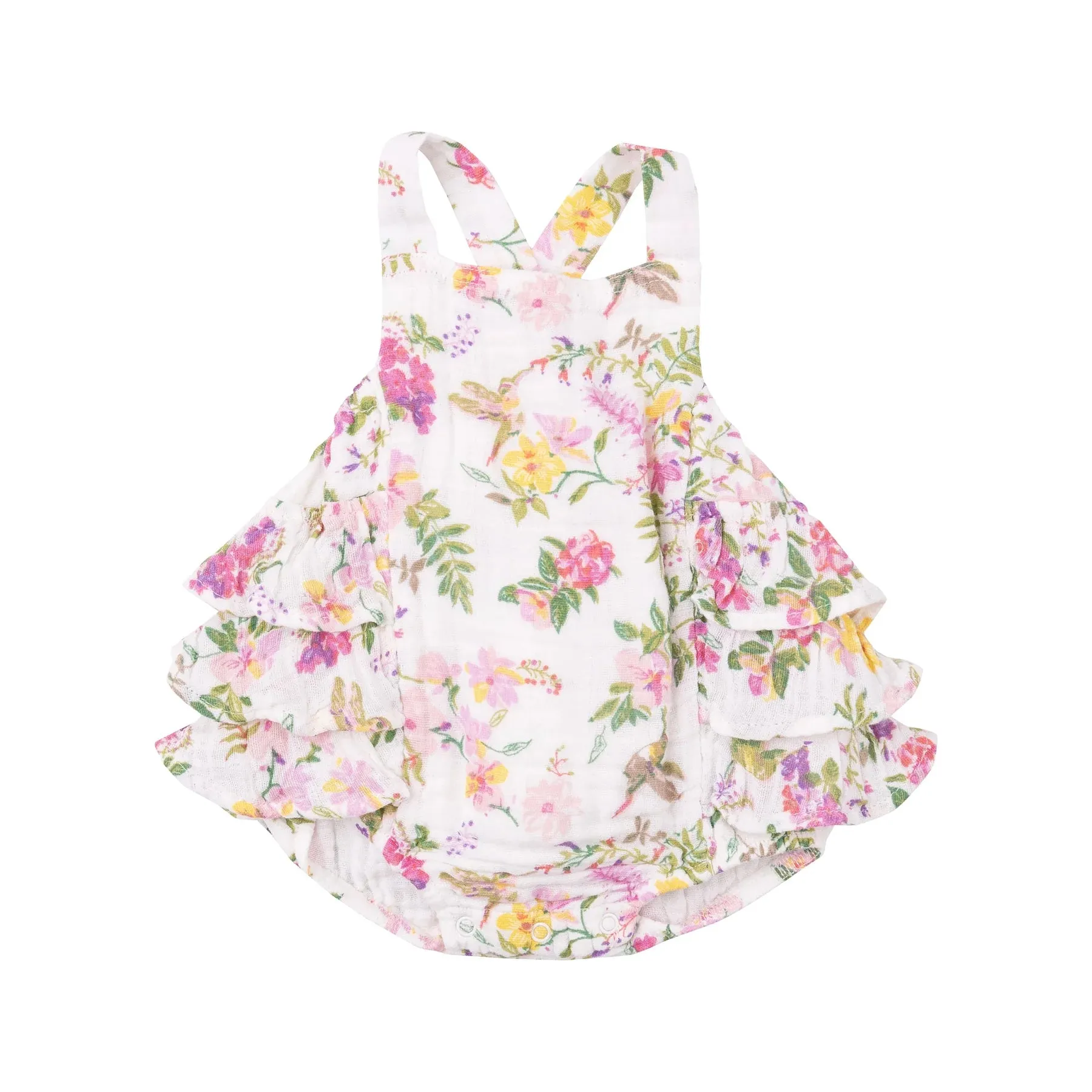 Hummingbirds Muslin Ruffle Sunsuit Romper