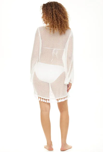 Jordan Taylor V-Neck Long Sleeve Tunic w/ Tassel Trim