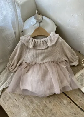 Knit Tulle Romper | Oatmeal