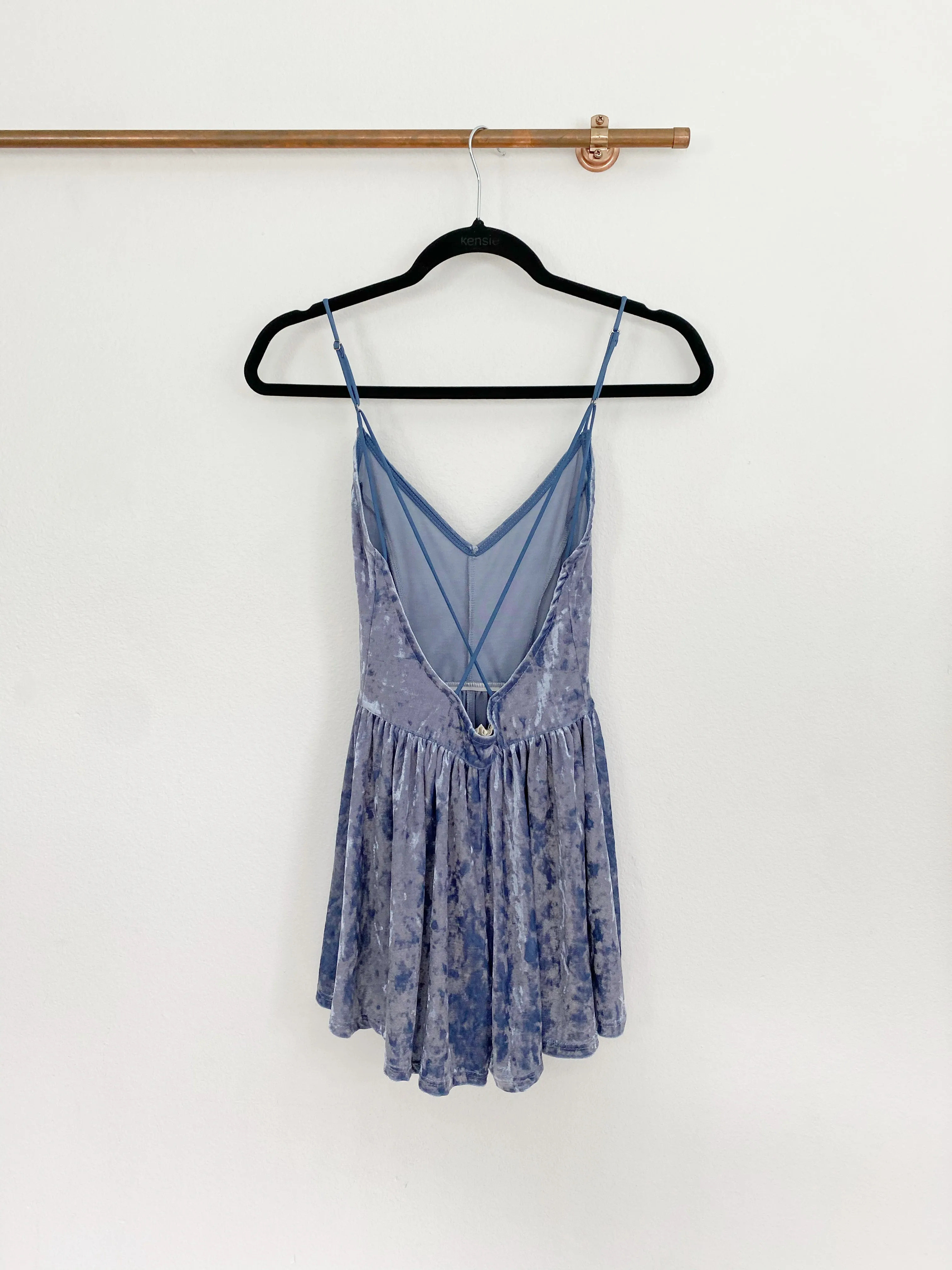 LA Hearts Velvet Blue Romper XS