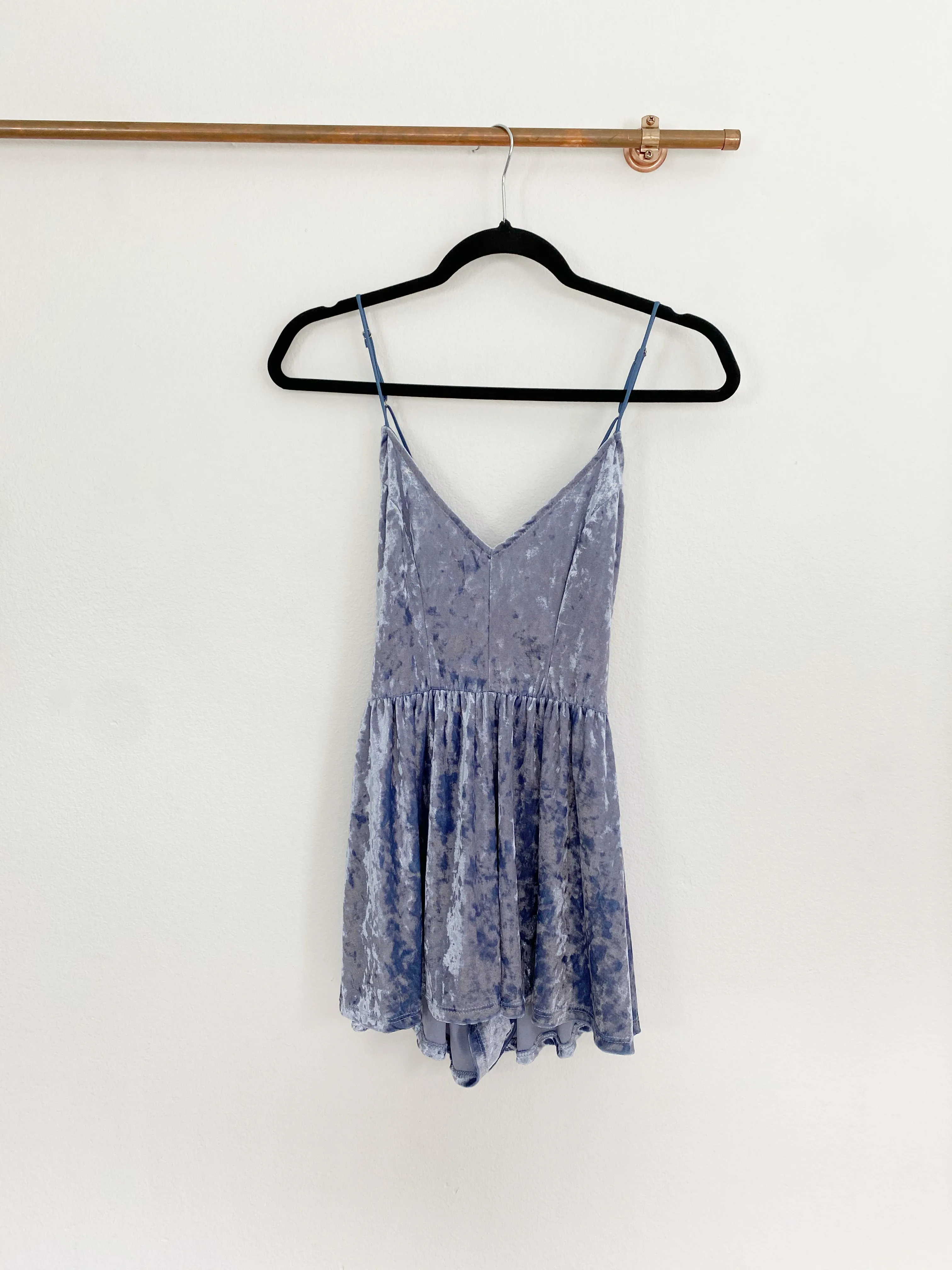 LA Hearts Velvet Blue Romper XS