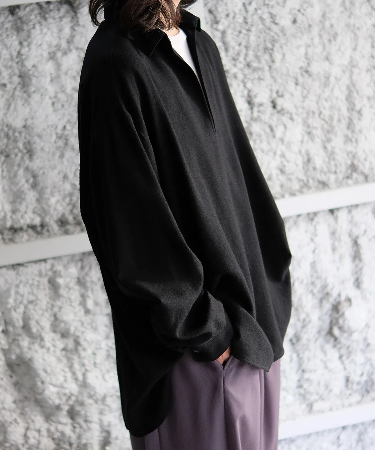 LAST1 >> Soft Wool Skipper Shirt - Blanc YM
