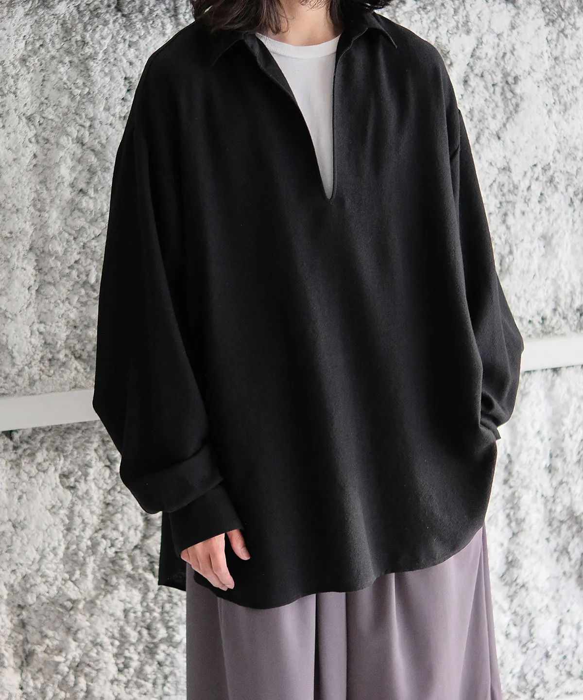 LAST1 >> Soft Wool Skipper Shirt - Blanc YM