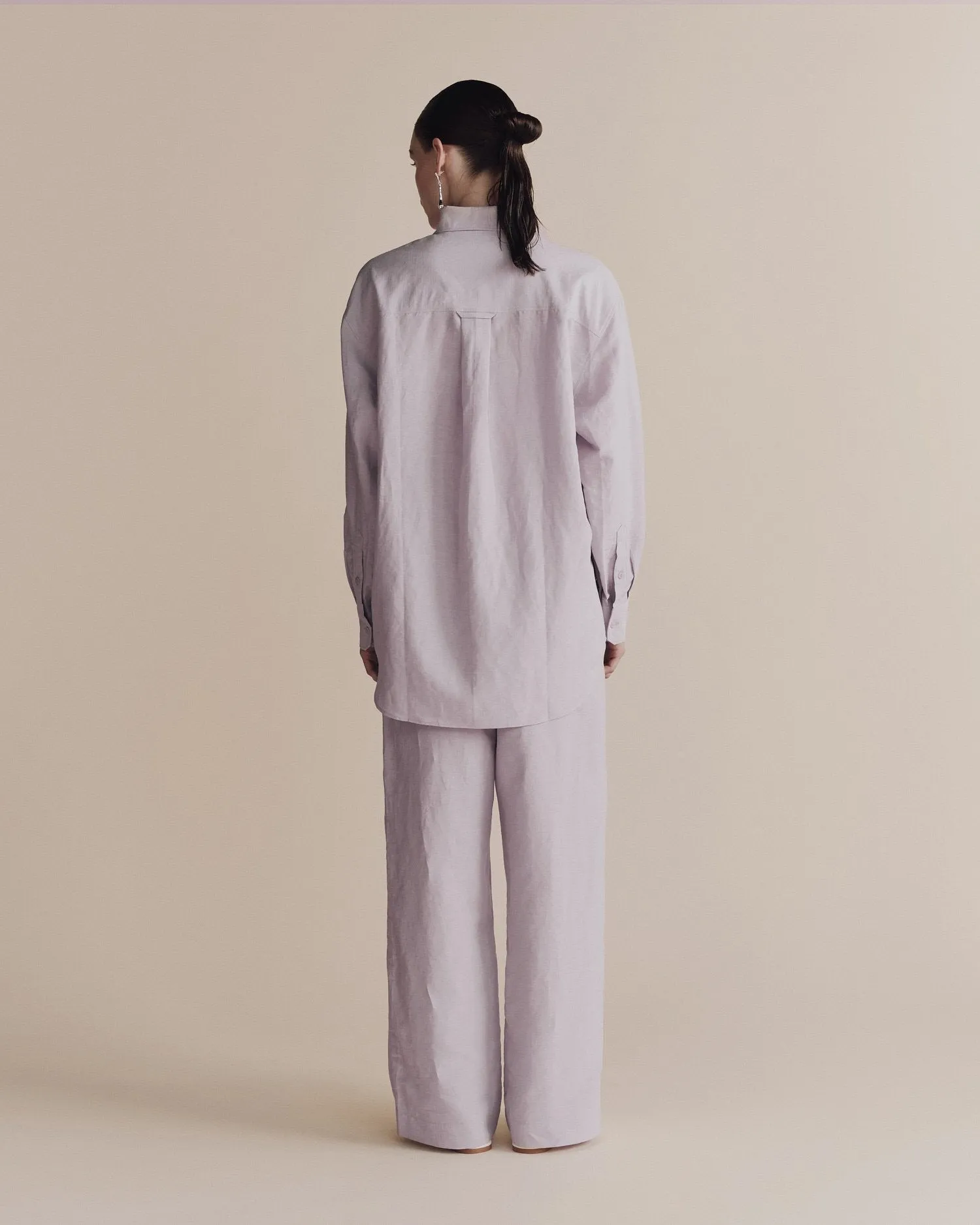 Lilac Silk Linen Oversized Shirt