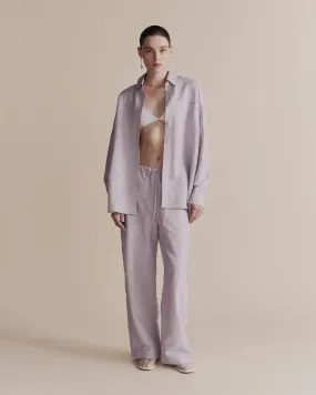 Lilac Silk Linen Oversized Shirt