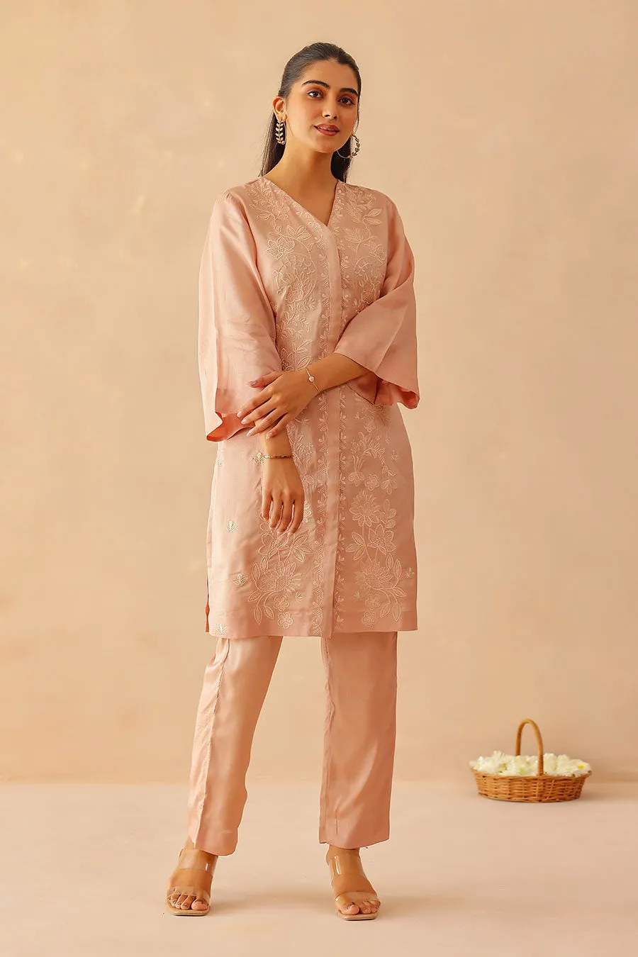 Lily Dusty Pink Embroidered Co-Ord Set