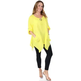Linen & Gauze Relaxed Fit Linen Yellow Tunic (Women's)