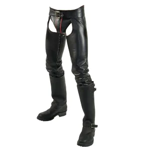 Men's Black Genuine Leather Chaps
