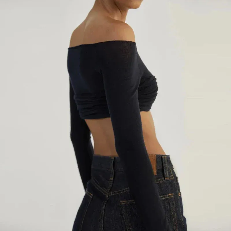 Mesh Off Shoulder Crop Top
