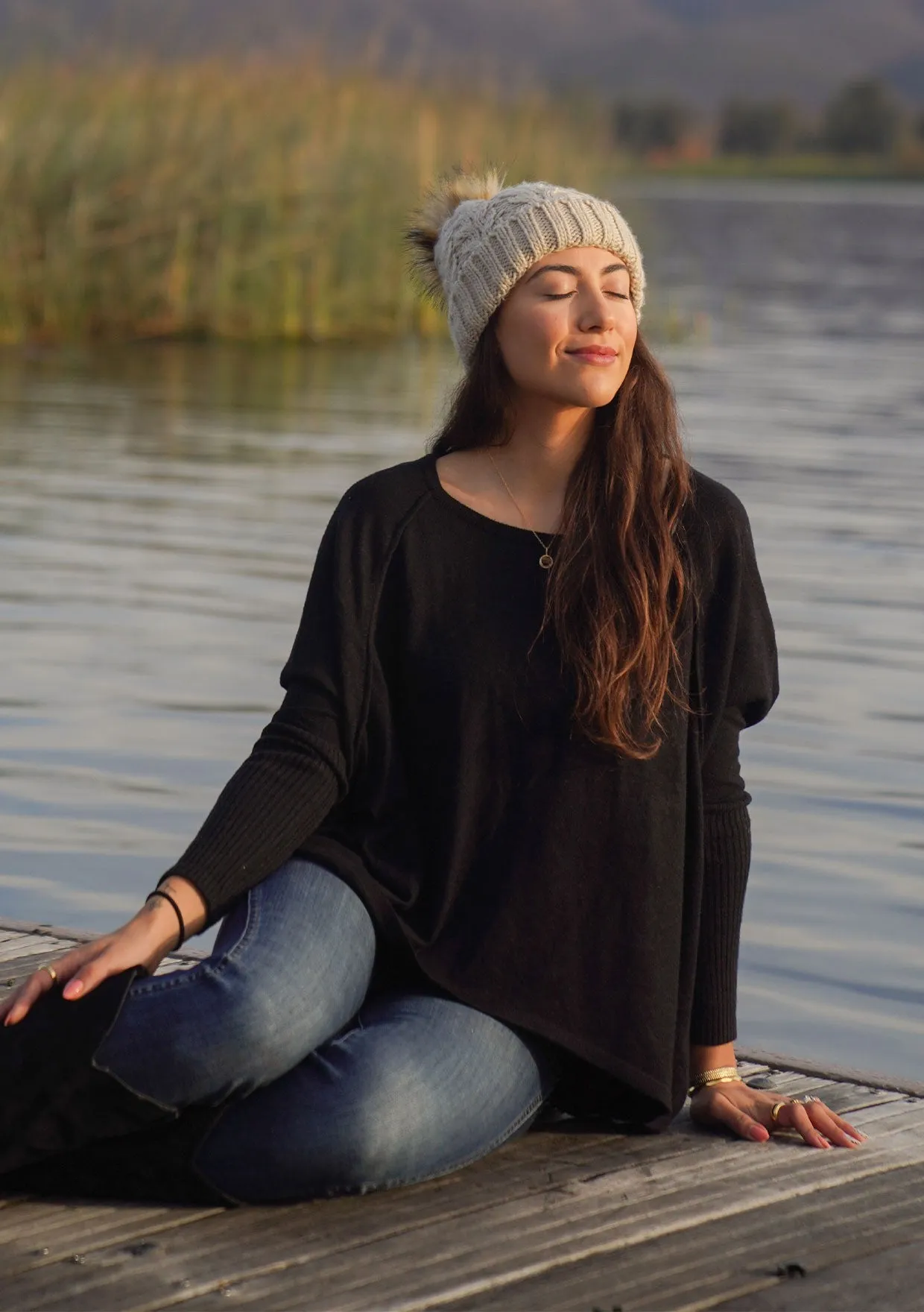 Mixed Knit Long Sleeve Pullover Sweater