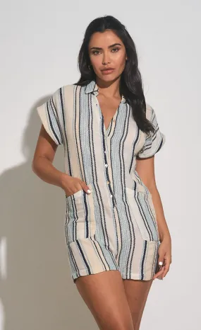 Natural/Blue Glenda Romper