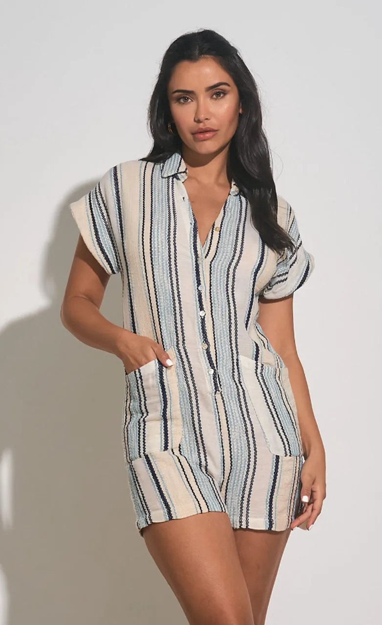 Natural/Blue Glenda Romper