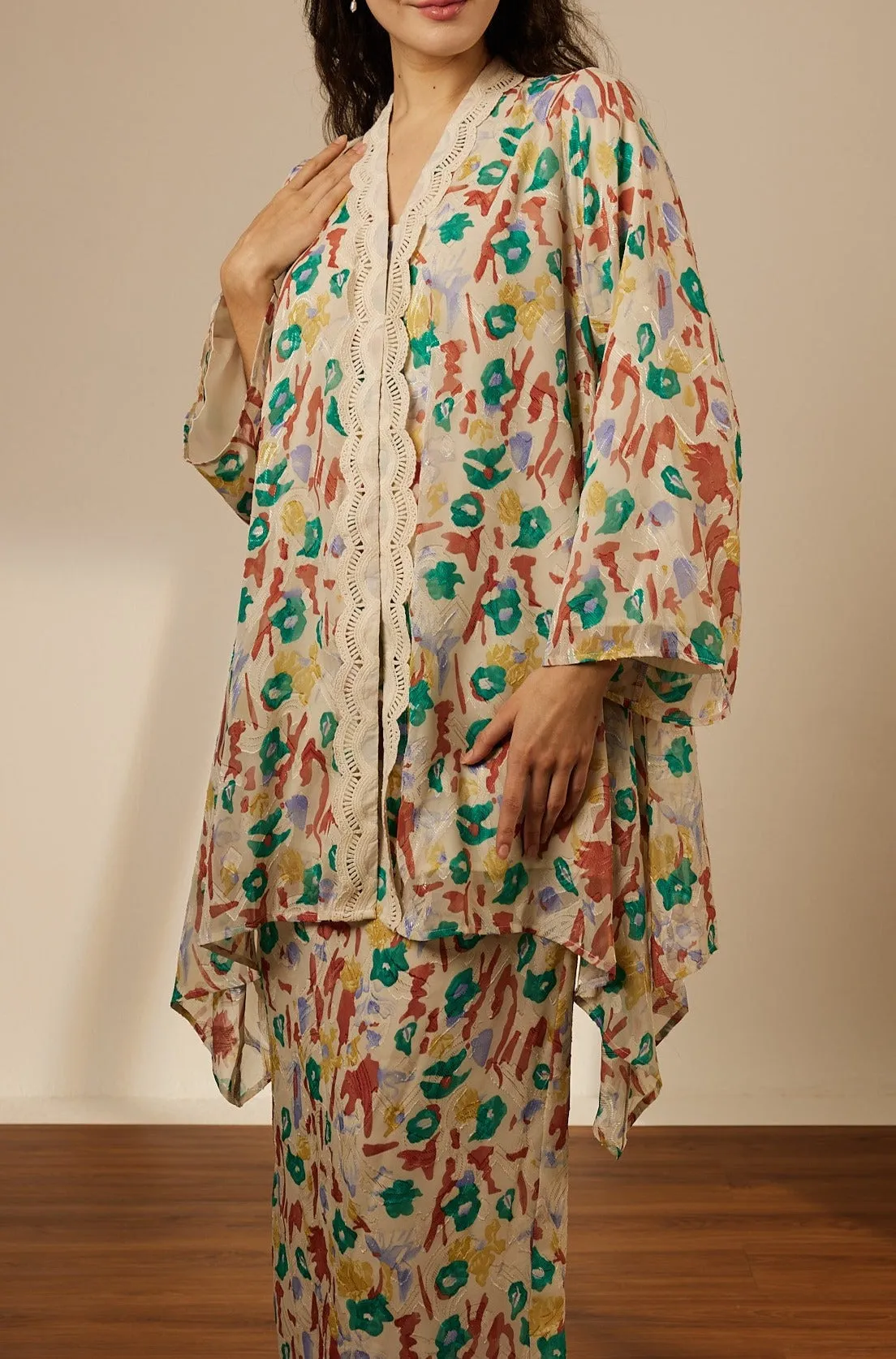 Naya Cream Mono Long Kurung Set