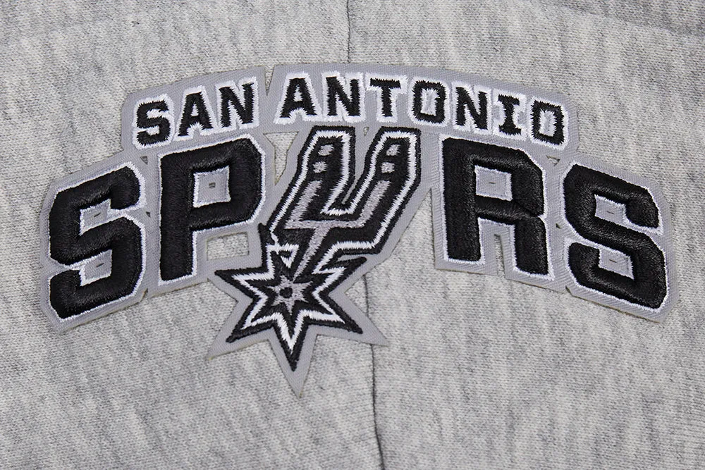 NBA SAN ANTONIO SPURS SCRIPT TAIL WOMEN'S RIB FLC CROPPED PO HOODIE (HEATHER GRAY/BLACK)