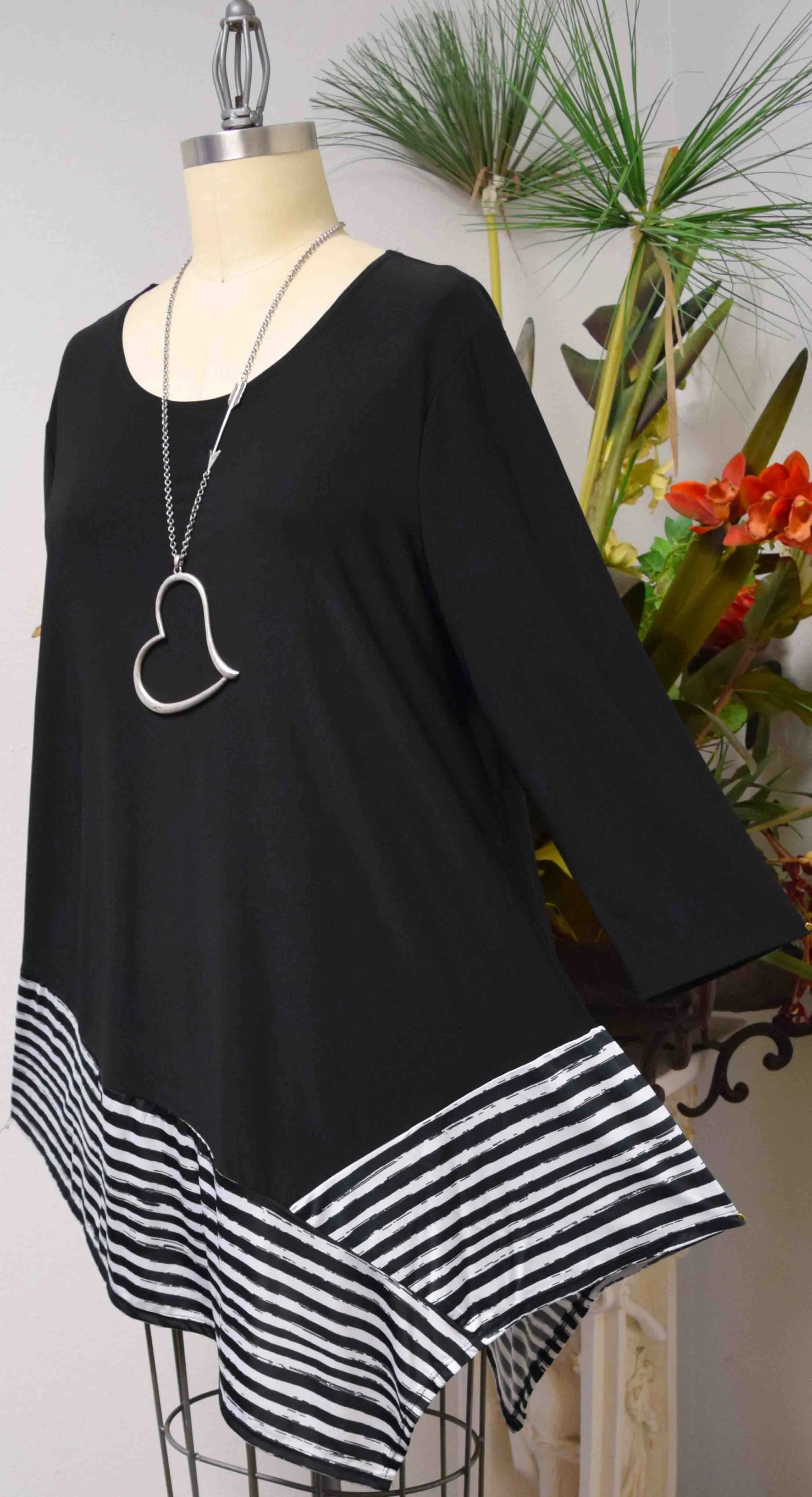 New Artsy Asymmetrical Tunic,  Lagenlook Tunic, 2 Tone Tunic, Plus size Tunic, Attention getter and designer Small to 3XL
