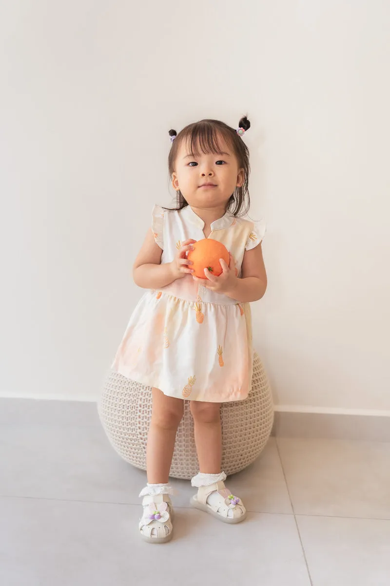 New Beginnings Baby Girl Mandarin Collar Ruffled Romper