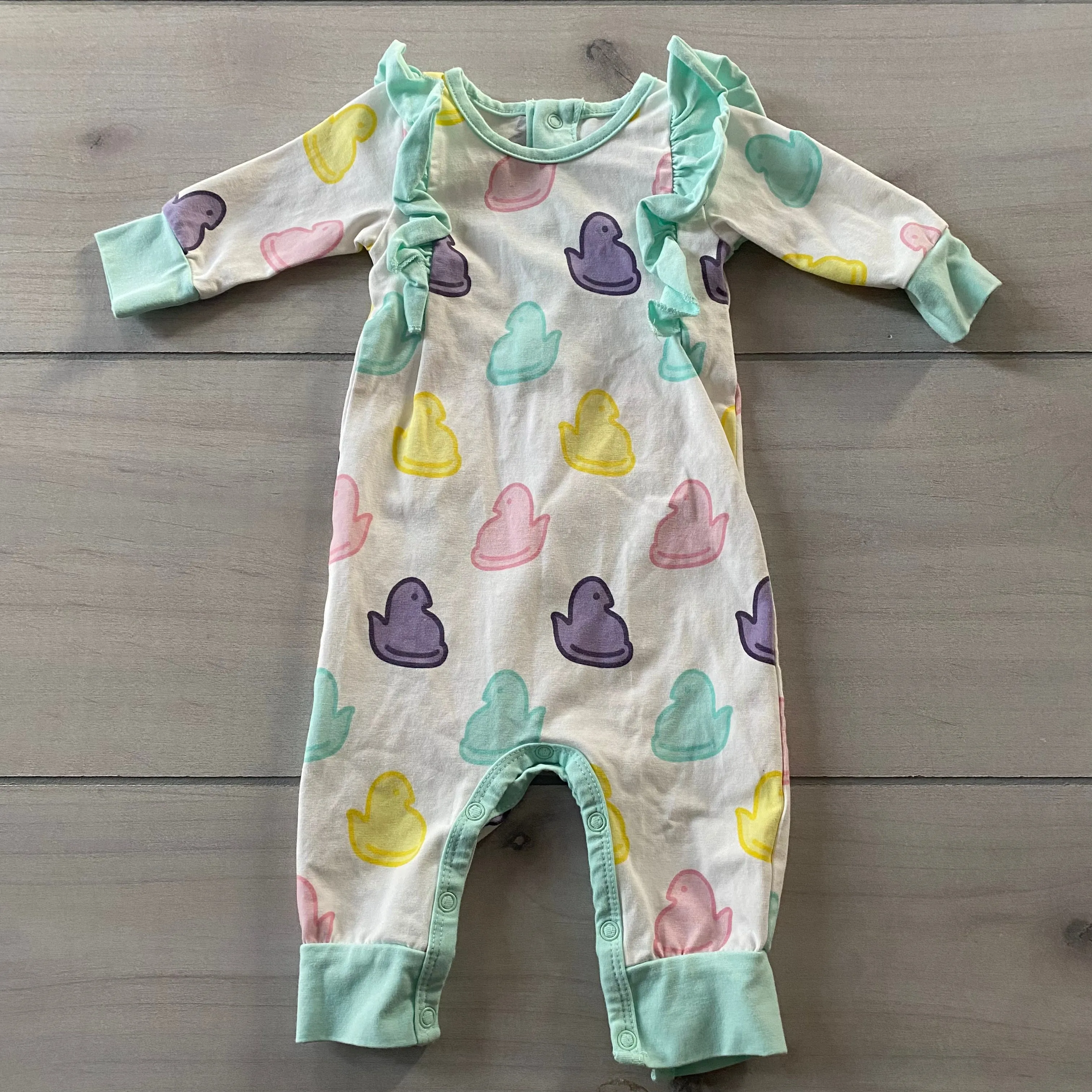 NEW Monica & Andy Peeps Pattern Organic Cotton Romper