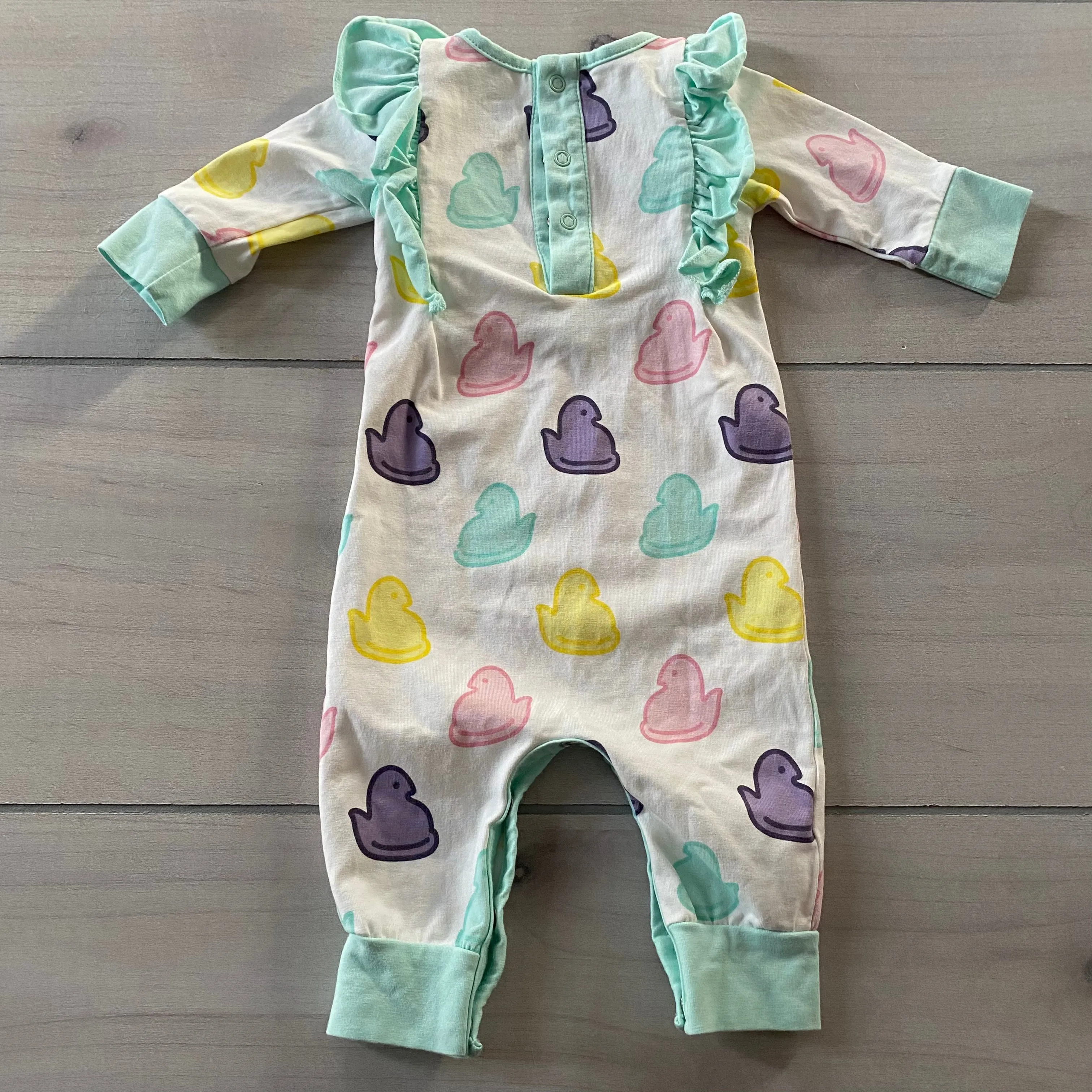 NEW Monica & Andy Peeps Pattern Organic Cotton Romper