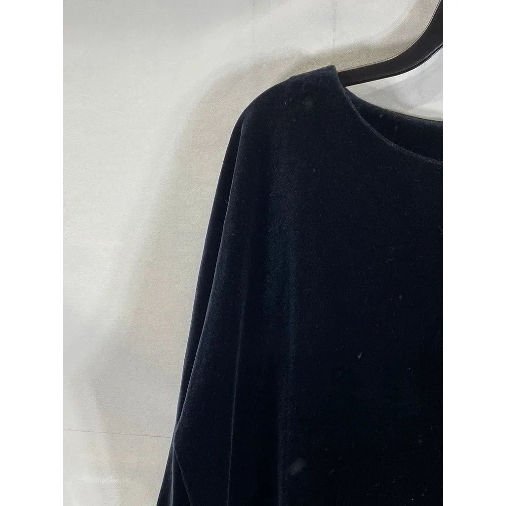 NEW YORK & CO. Women's Black Velvet 3/4 Sleeve Velvet Stretch Tunic Dress SZ M