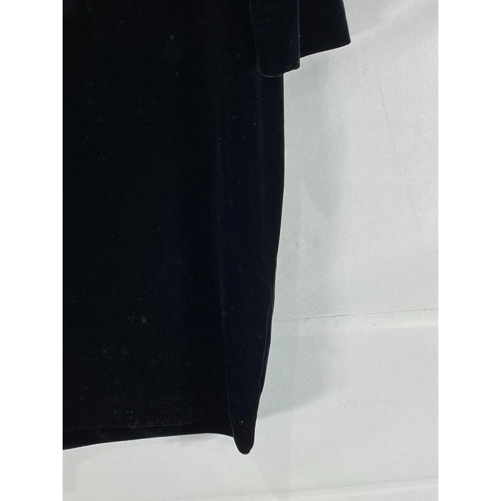 NEW YORK & CO. Women's Black Velvet 3/4 Sleeve Velvet Stretch Tunic Dress SZ M