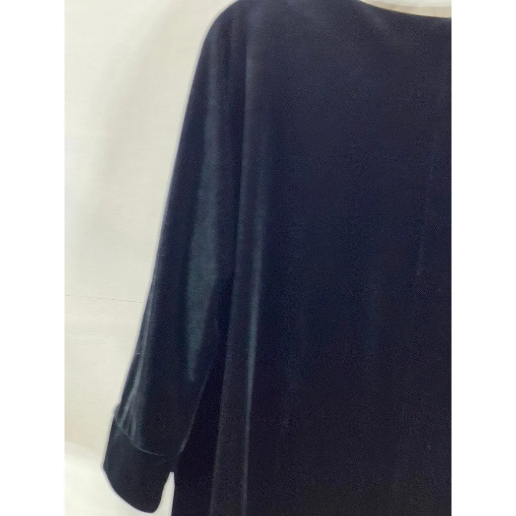 NEW YORK & CO. Women's Black Velvet 3/4 Sleeve Velvet Stretch Tunic Dress SZ M