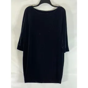 NEW YORK & CO. Women's Black Velvet 3/4 Sleeve Velvet Stretch Tunic Dress SZ M