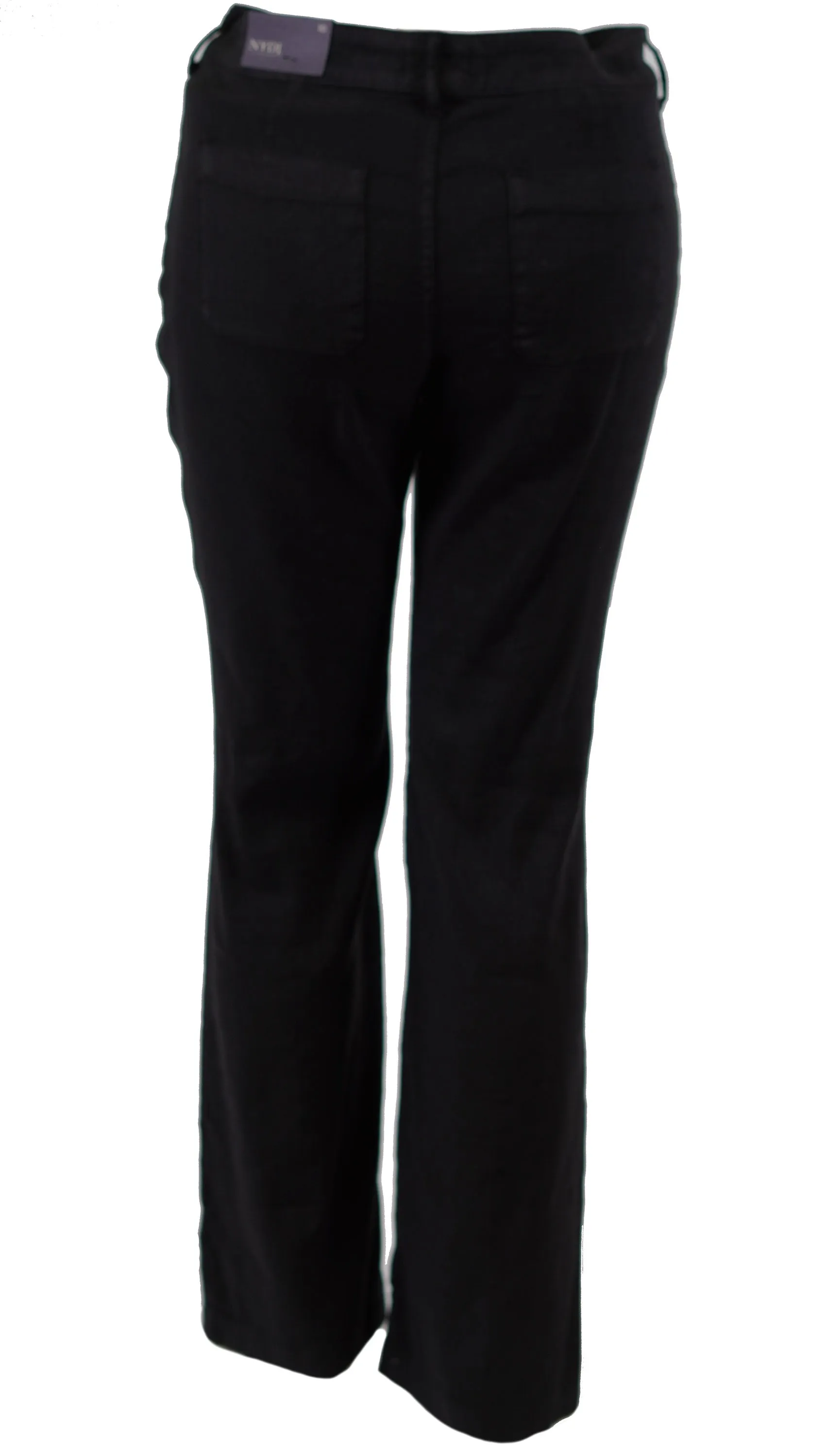 NYDJ Women's Tummy Control Slim Leg Linen Trousers Black Size 10