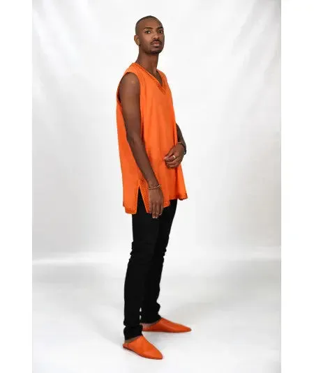Orange tank tunic without sleeves