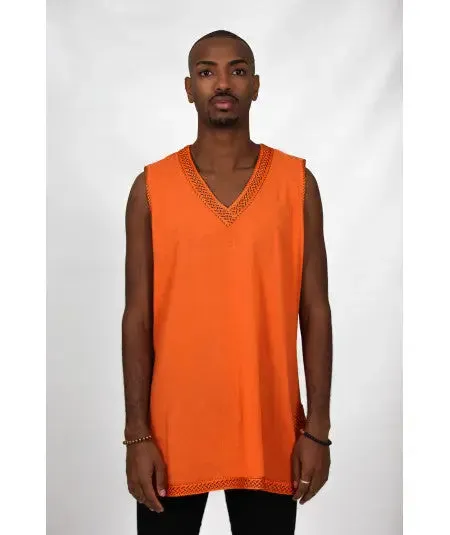 Orange tank tunic without sleeves