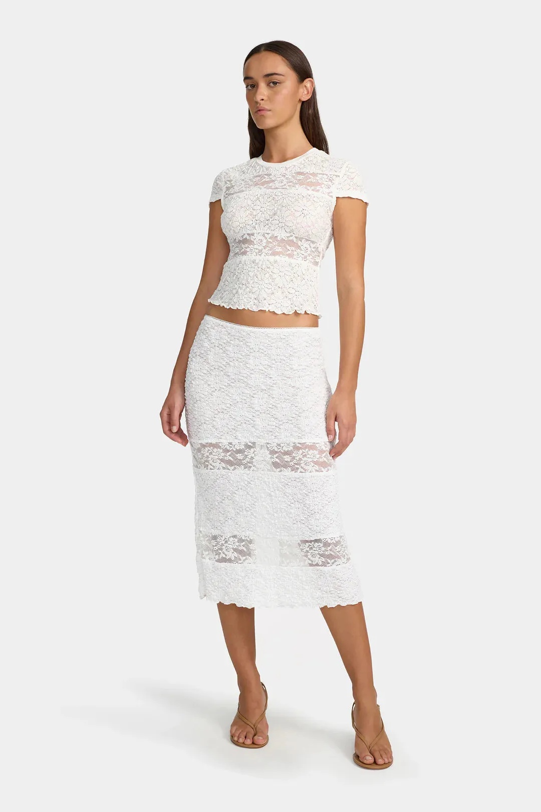 Ownley Suza Midi Skirt - White