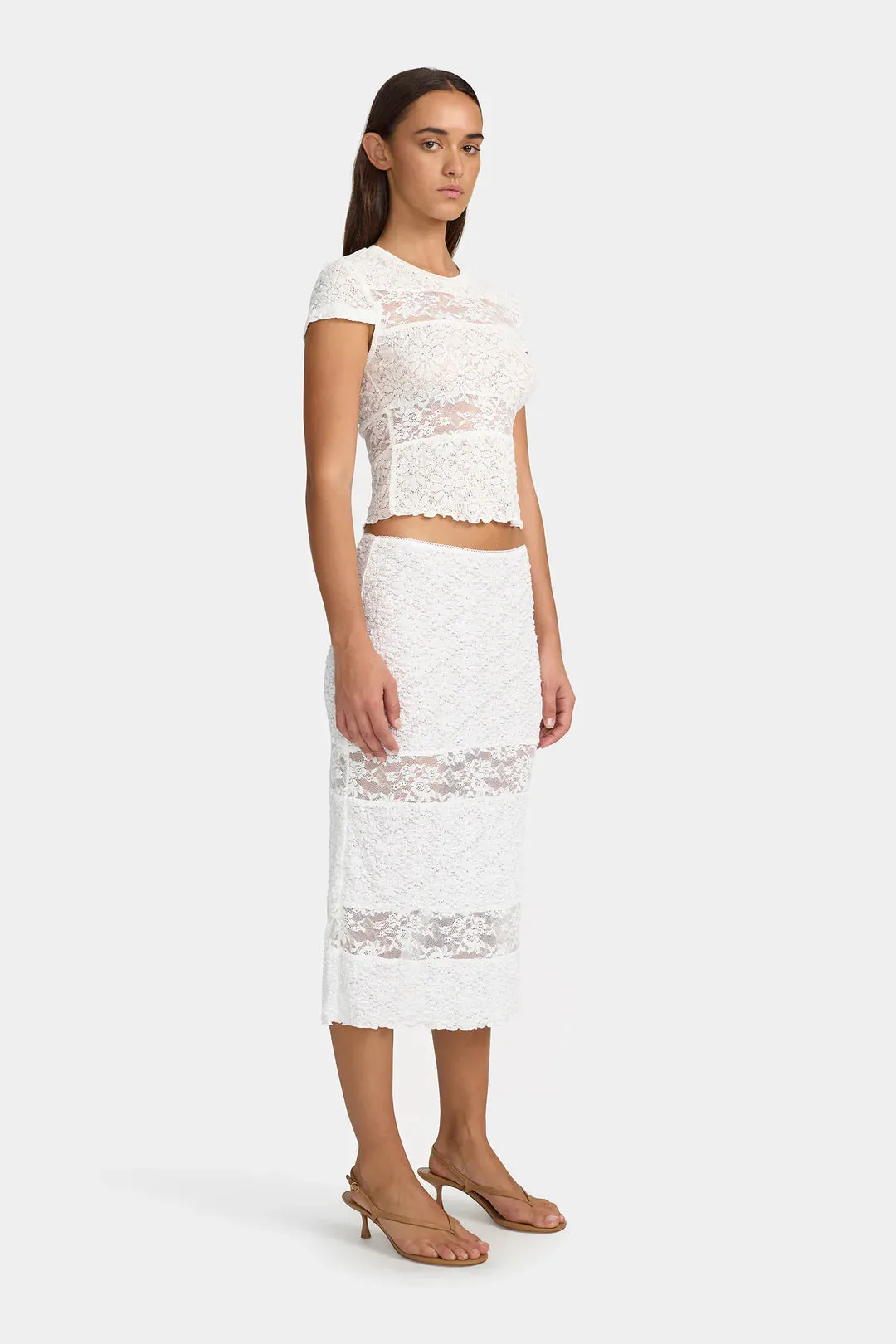 Ownley Suza Midi Skirt - White