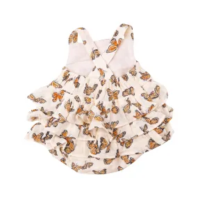 Painted Monarch Butterflies Muslin Ruffle Sunsuit Romper