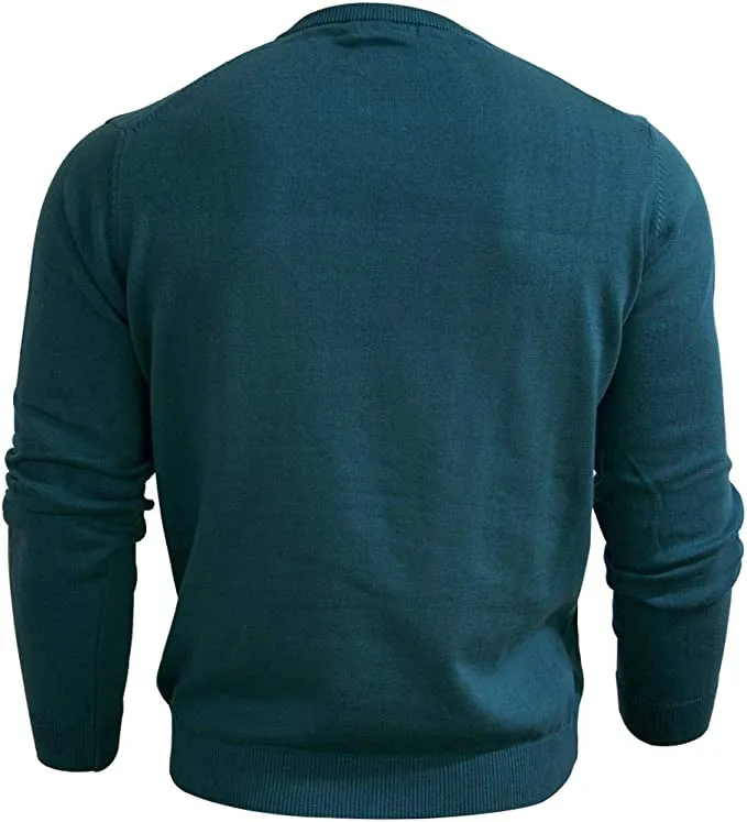 PHOENIX Teal Cotton Men's Pullover V Neck