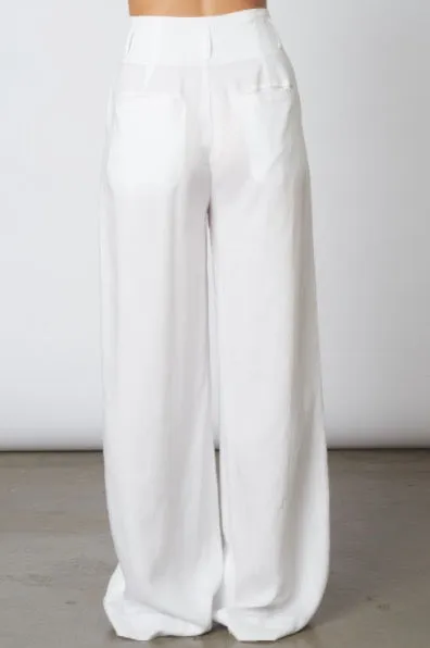 Pleat Wide Led High Waist Pant
