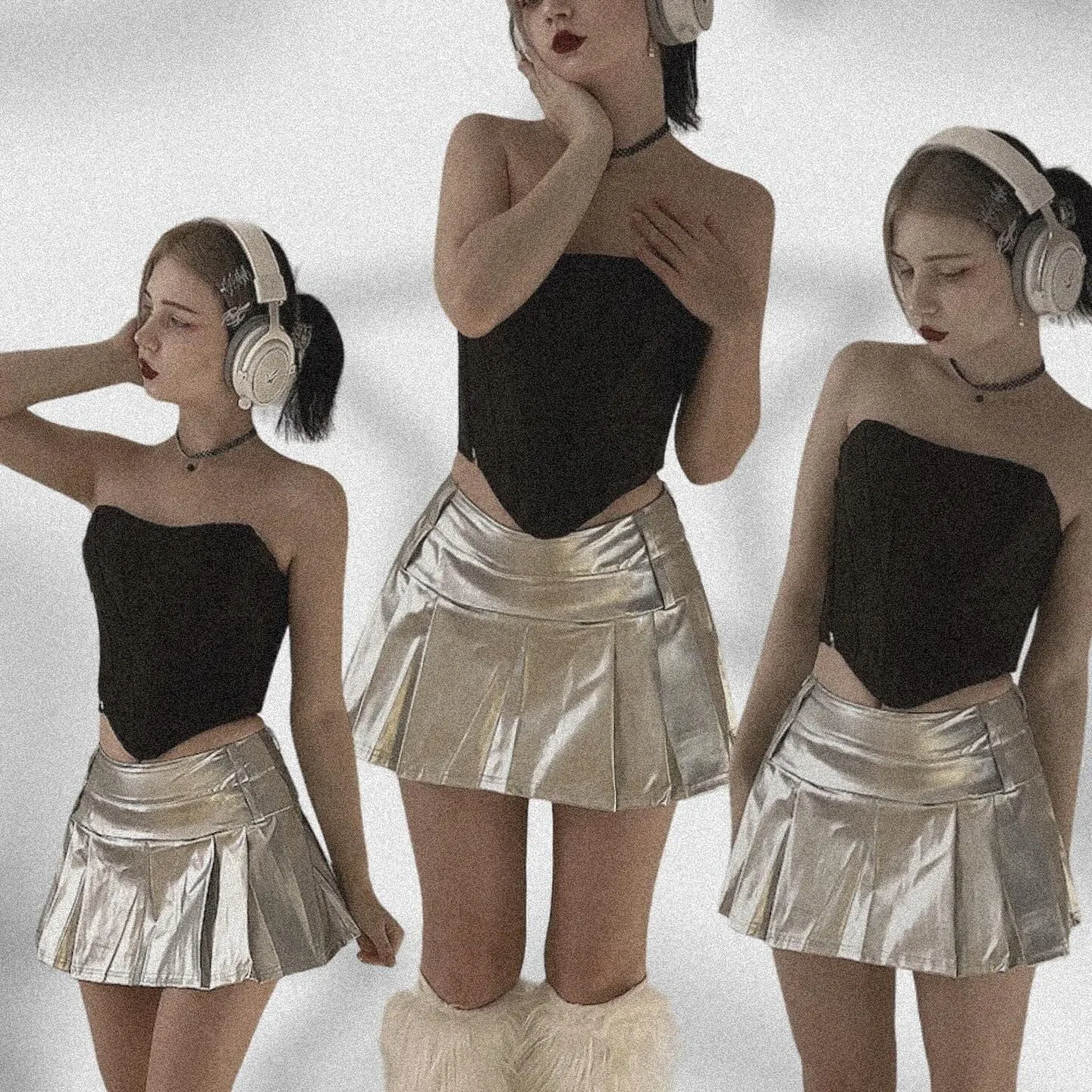 Punk Glistening Pleated Skirt