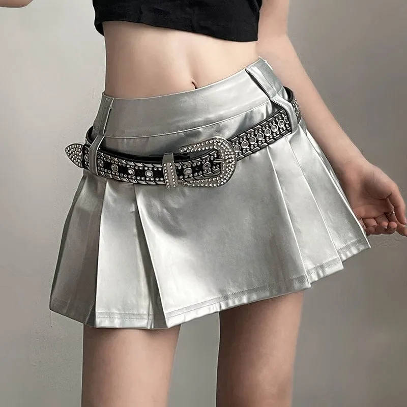 Punk Glistening Pleated Skirt