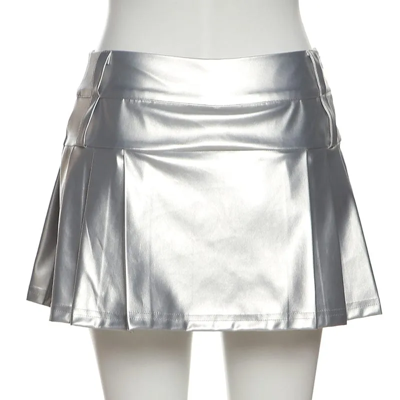 Punk Glistening Pleated Skirt