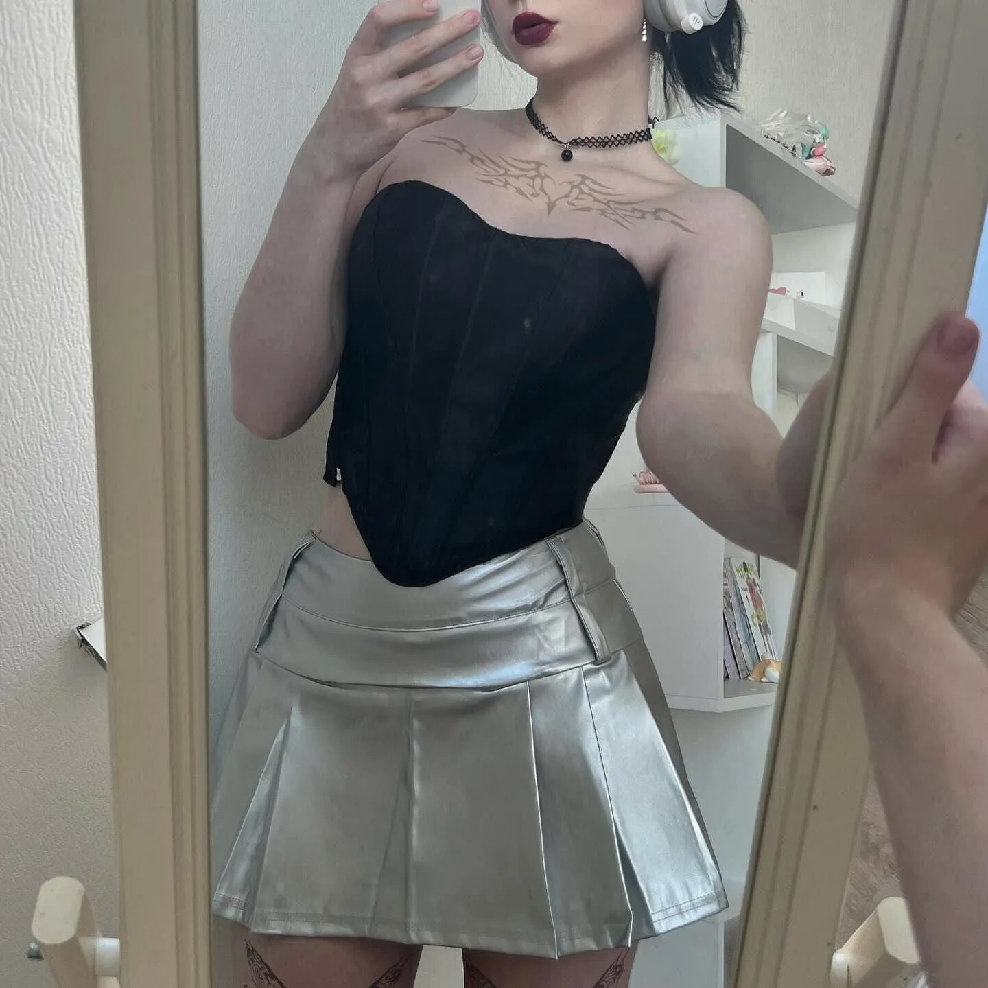 Punk Glistening Pleated Skirt
