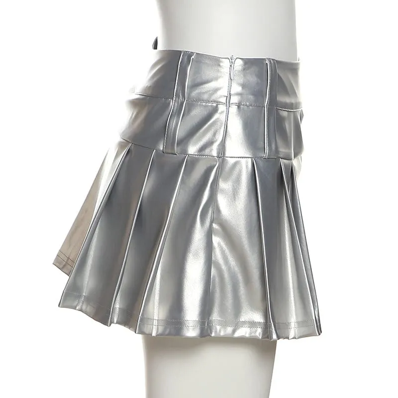 Punk Glistening Pleated Skirt