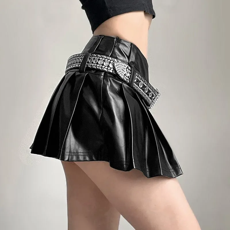 Punk Glistening Pleated Skirt