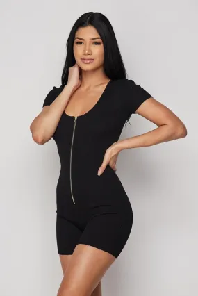 RAFAELA Knit Romper in Black