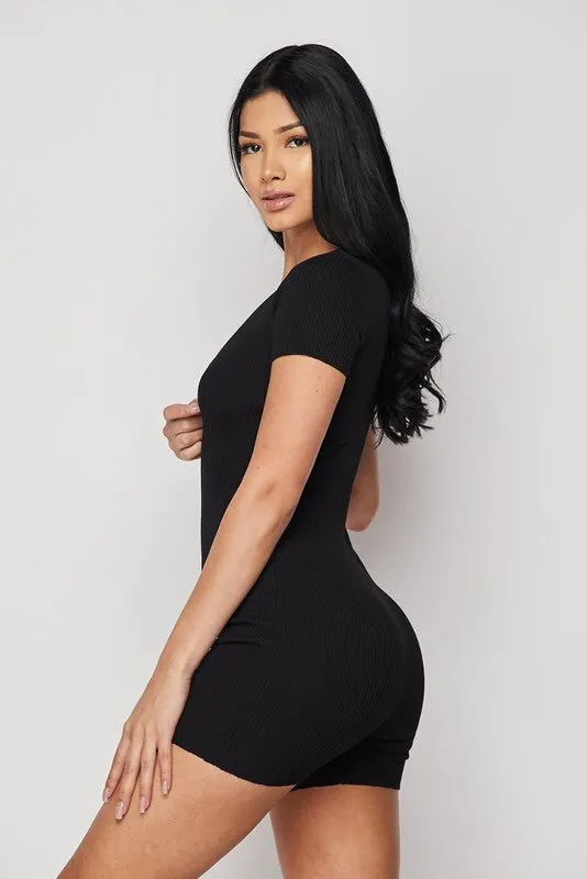 RAFAELA Knit Romper in Black