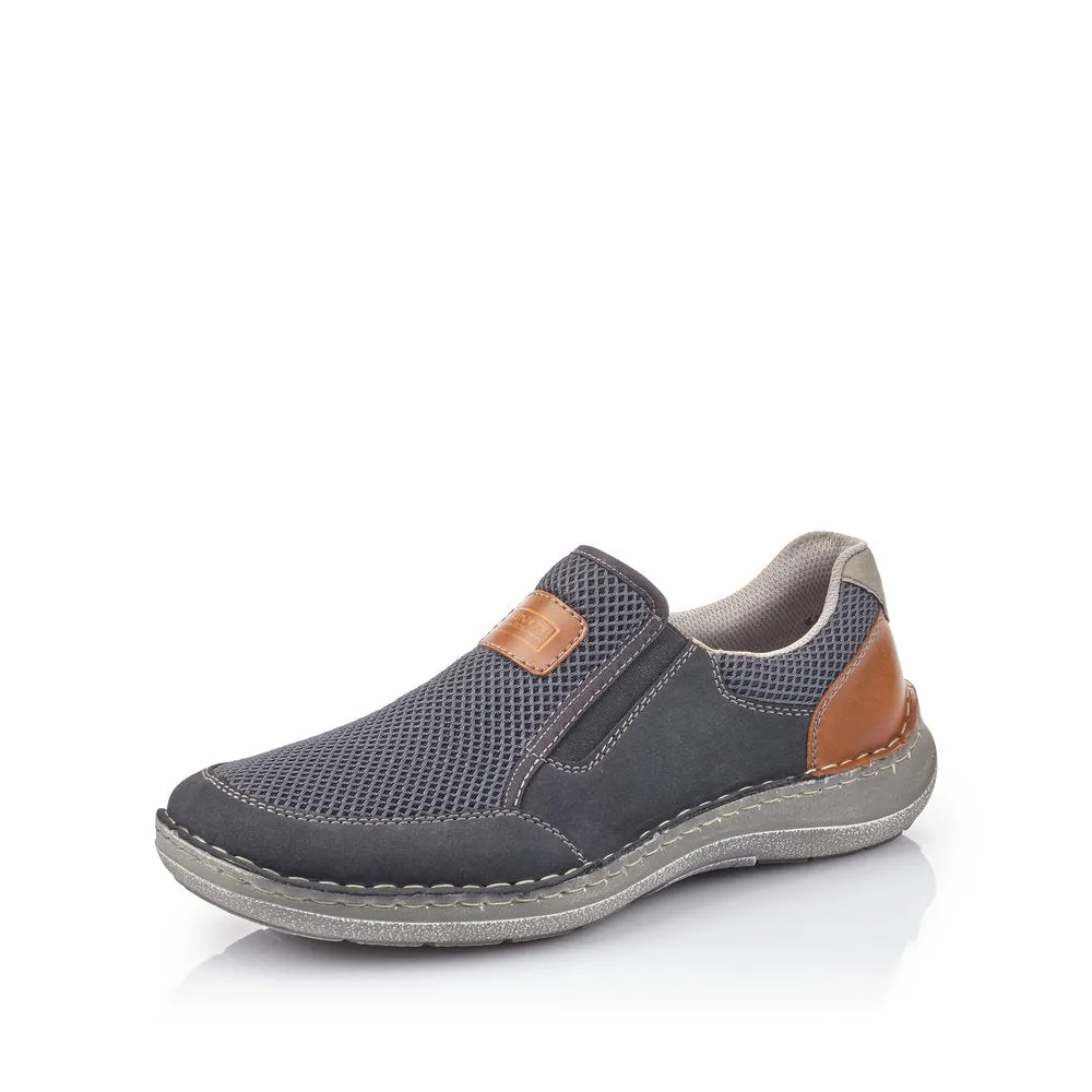 Rieker Men's Wide Fit Nubuck Slip On Shoe