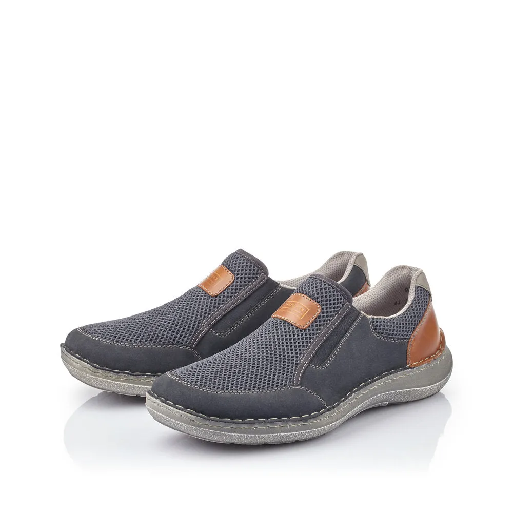 Rieker Men's Wide Fit Nubuck Slip On Shoe