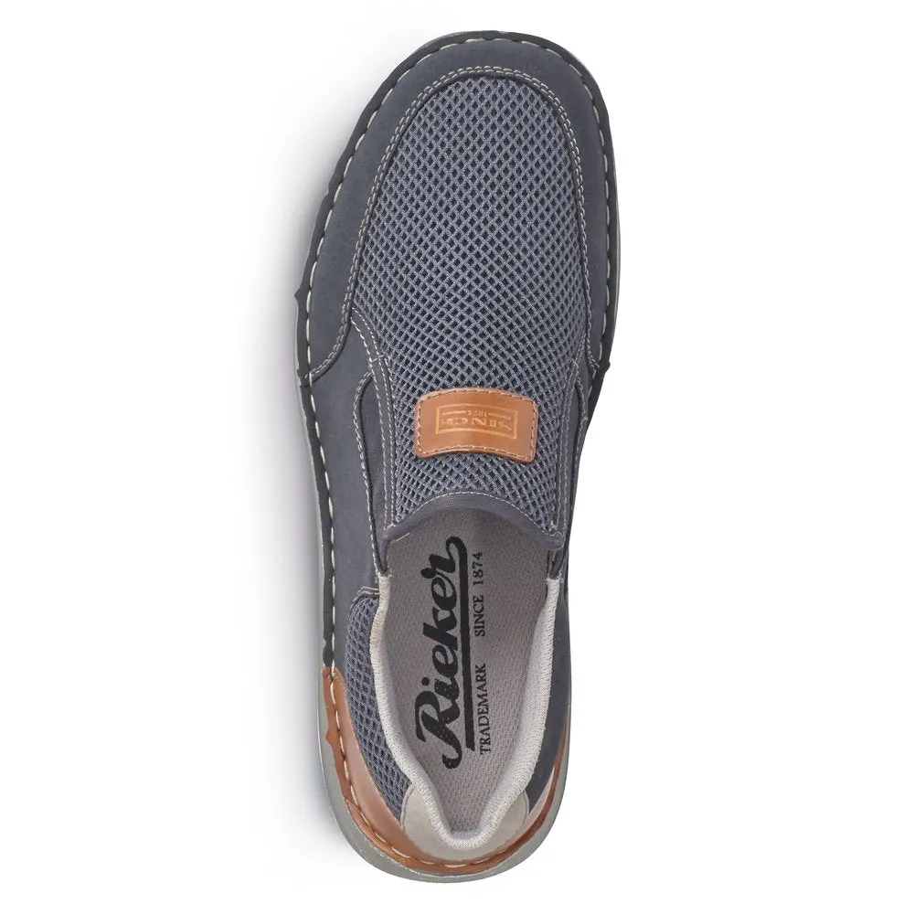 Rieker Men's Wide Fit Nubuck Slip On Shoe