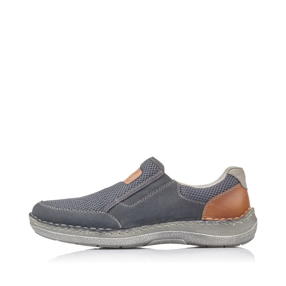 Rieker Men's Wide Fit Nubuck Slip On Shoe