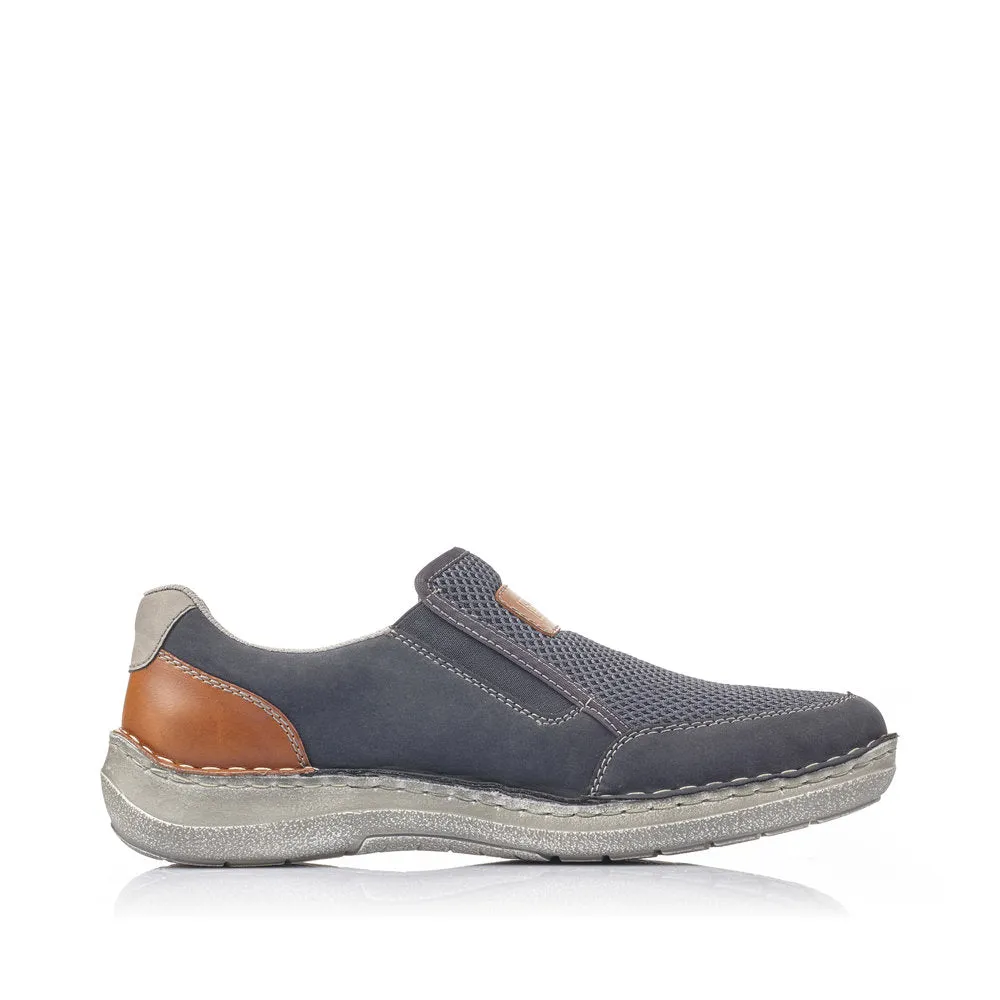 Rieker Men's Wide Fit Nubuck Slip On Shoe