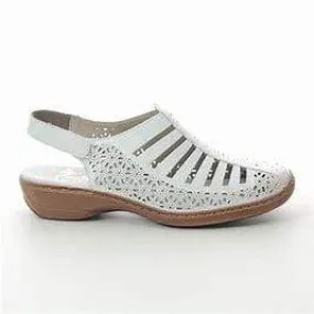 Rieker Women's Woven Slingback Sandals- White