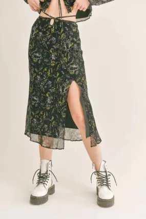 SAGE THE LABEL Moonflower Tied Waist Midi Skirt